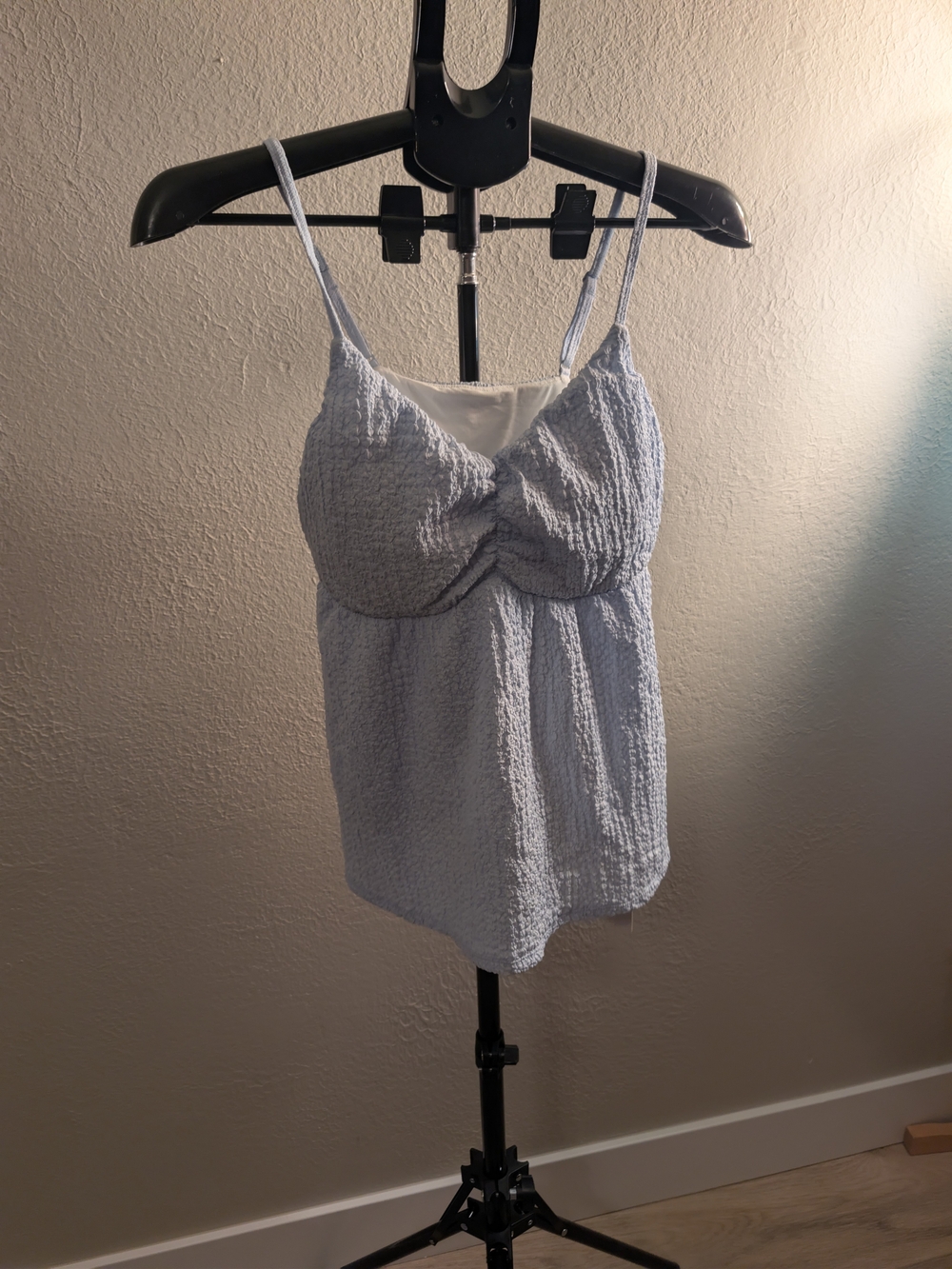HALARA Light Blue Textured Camisole with Shelf Bra
